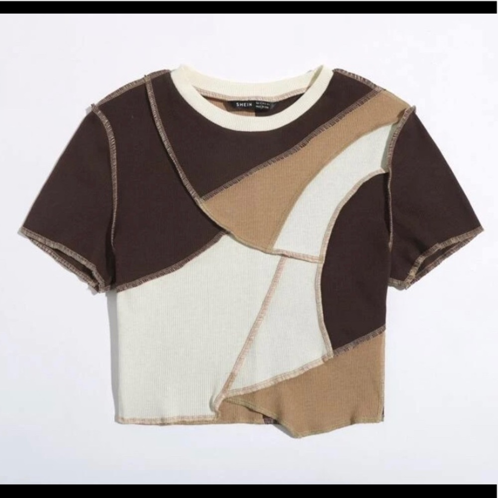 Shein contrast stitch top